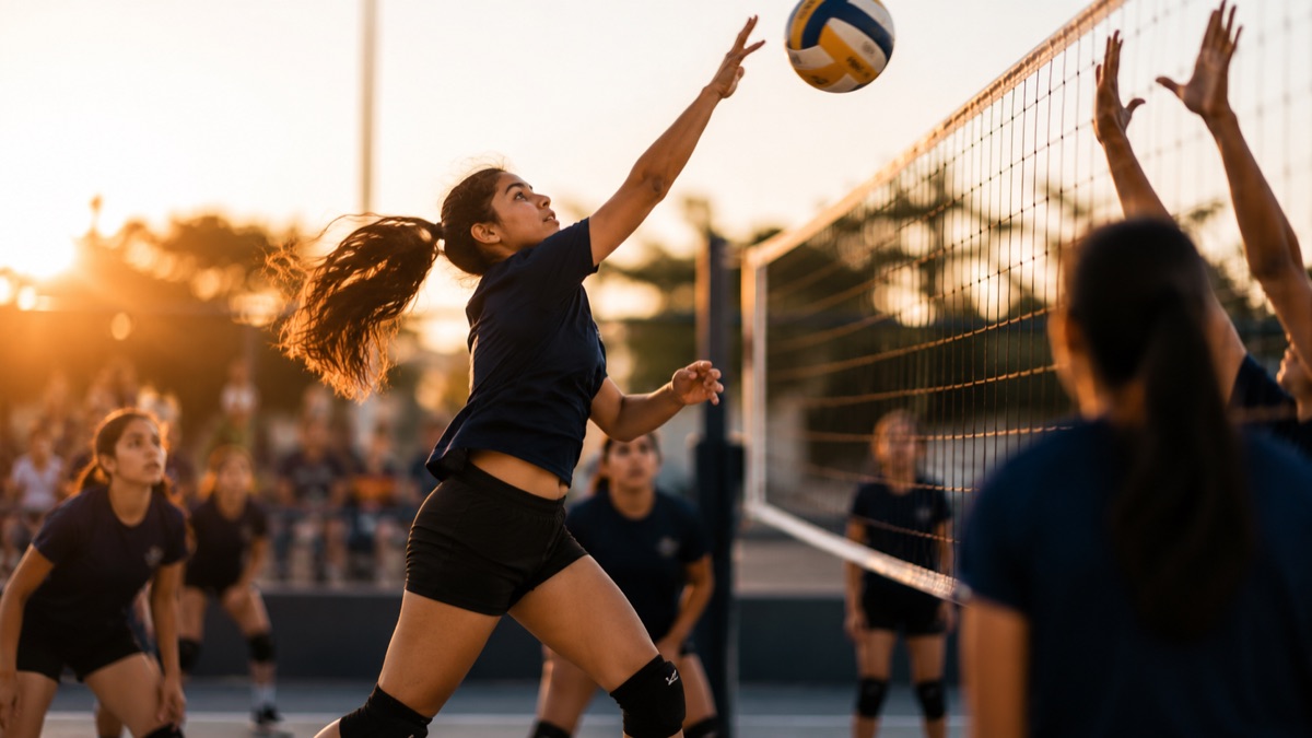 Acción competitiva de voleibol en ligas y torneos de EDM